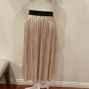 Xhilaration Shimmering Gold Pleated Midi Skirt